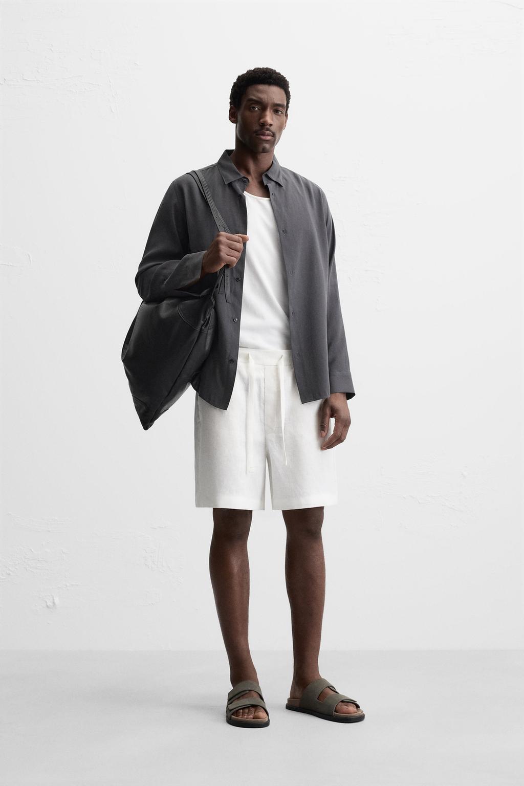 100% LINEN BERMUDA SHORTS
