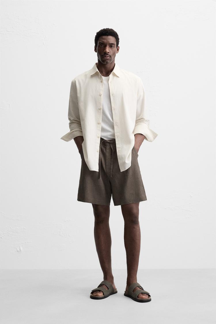 100% LINEN BERMUDA SHORTS