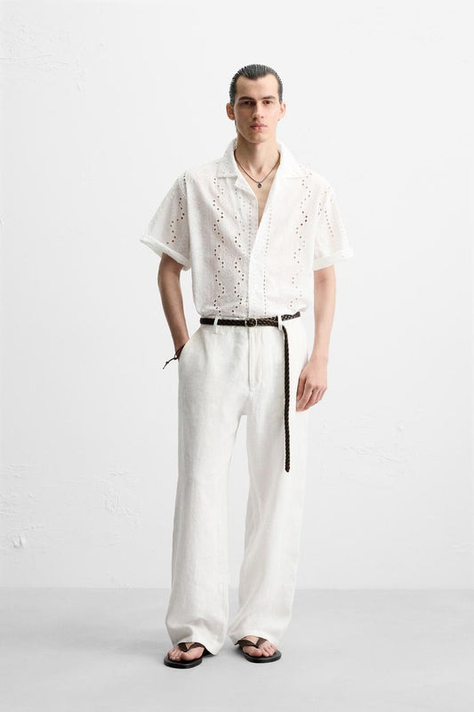 RELAXED FIT 100% LINEN PANTS