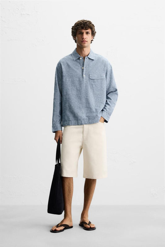LINEN AND COTTON POLO SHIRT