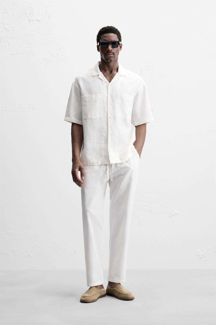 RELAXED FIT COTTON AND LINEN PANTS