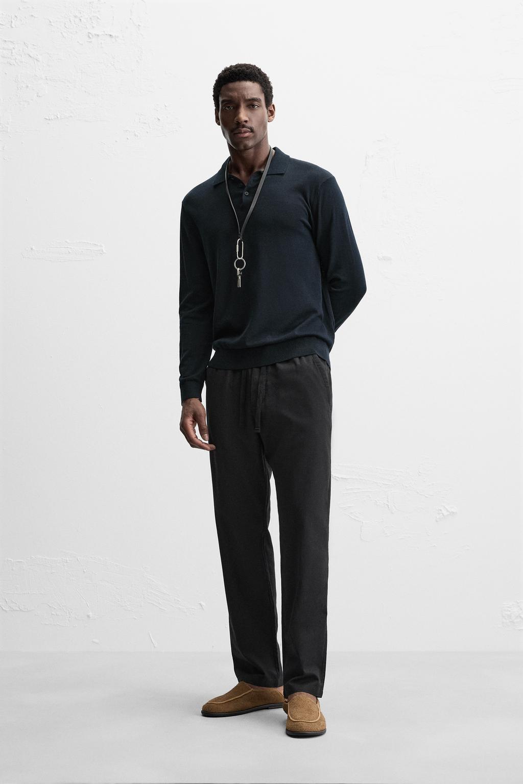RELAXED FIT COTTON AND LINEN PANTS