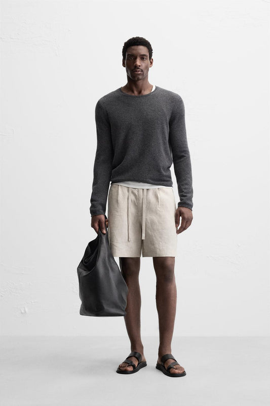 100% LINEN BERMUDA SHORTS