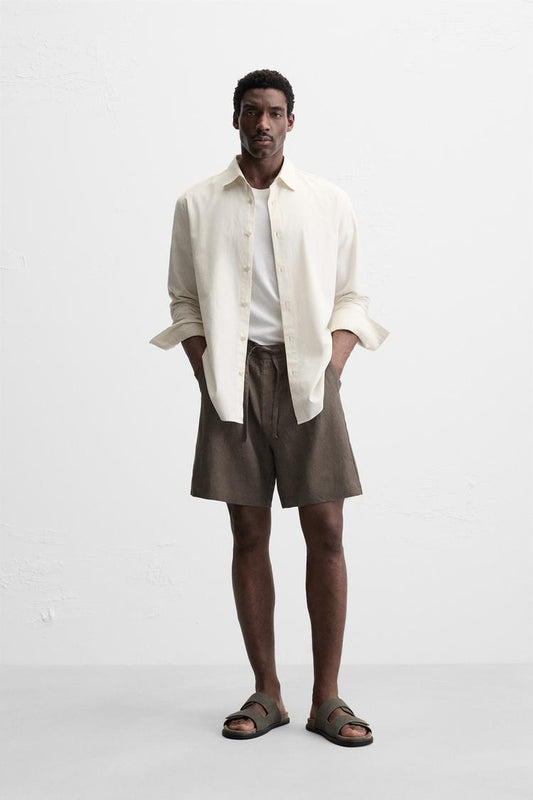 100% LINEN BERMUDA SHORTS